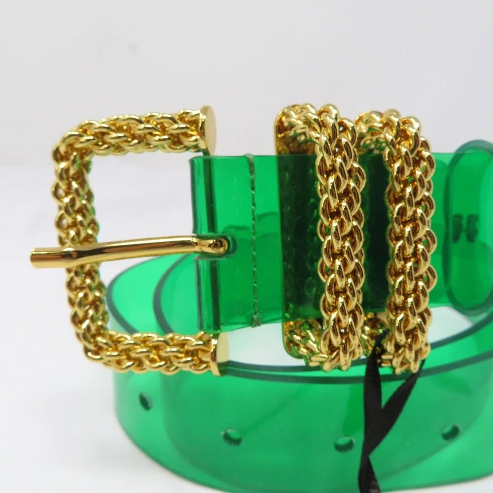 By Far Katina‎ Green PVC Belt Gold Chain Buckle Size Small Made in Bulgaria